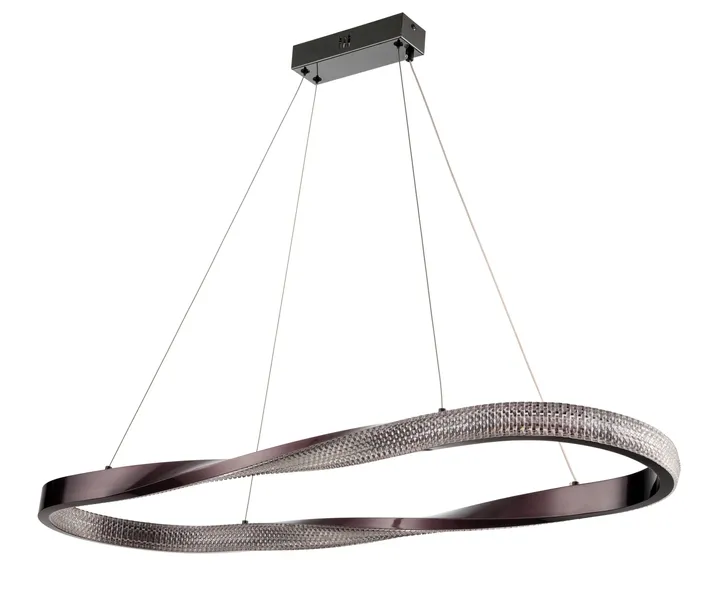 Twisted-ring LED pendant with textured light band, model KLN-815